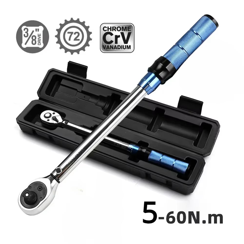 5-60N.M Torque Wrench 3/8 Inch Square Drive Torques Key ±3% High Precision Torque Wrench Professional Bicycle Automotive Tool