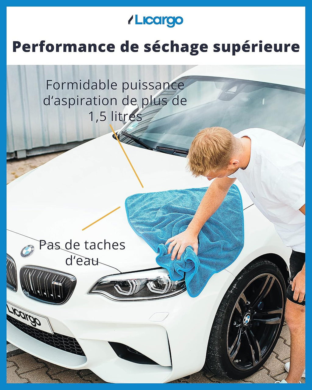 LICARGO® Chiffon De Séchage Extra Grand 90X60Cm - Extrêmement Absorbant, Doux Et Délicat - Chiffon En Microfibre Non Pelucheux - 550GSM