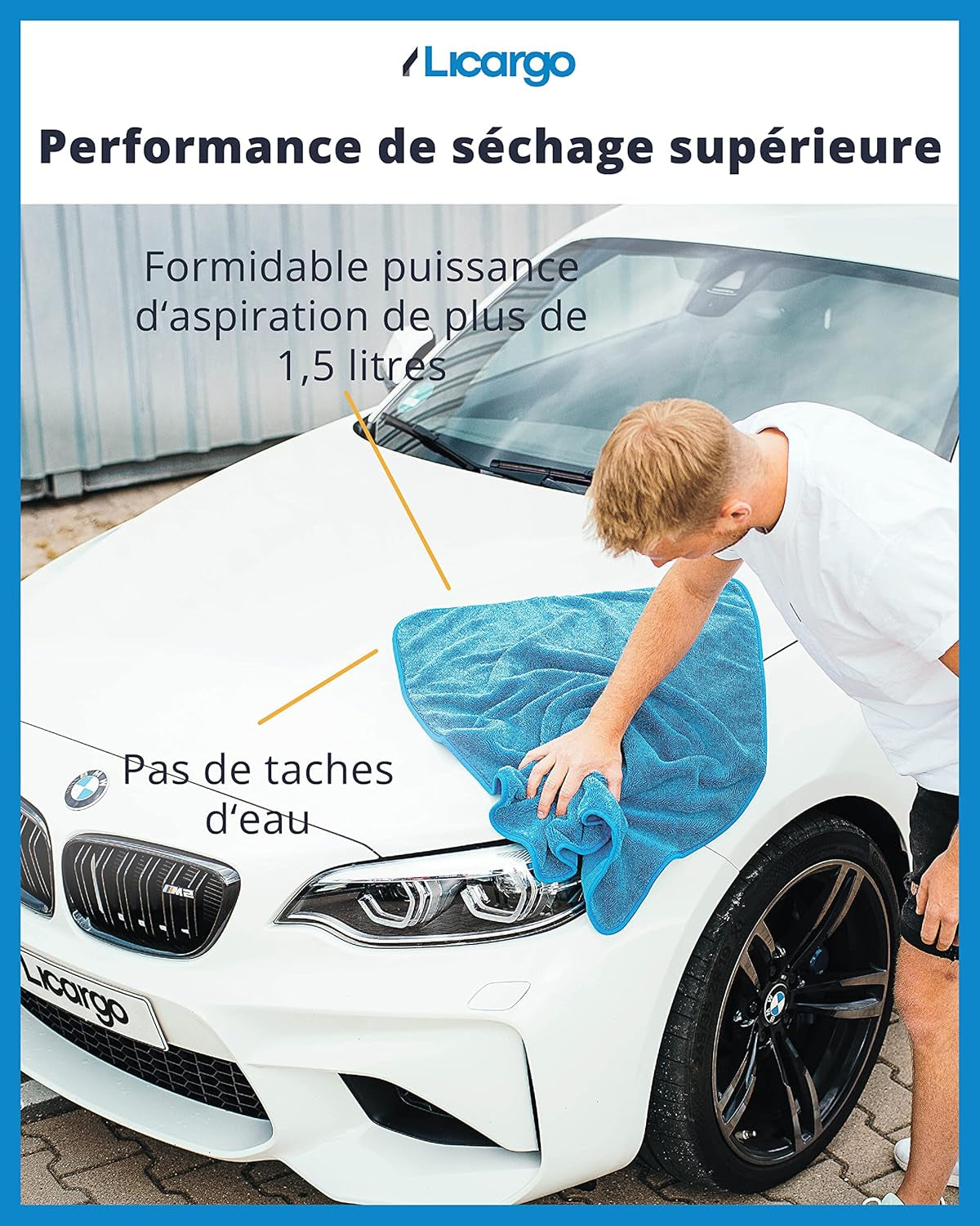 LICARGO® Chiffon De Séchage Extra Grand 90X60Cm - Extrêmement Absorbant, Doux Et Délicat - Chiffon En Microfibre Non Pelucheux - 550GSM