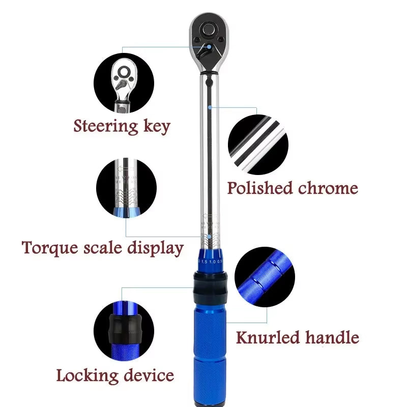 5-60N.M Torque Wrench 3/8 Inch Square Drive Torques Key ±3% High Precision Torque Wrench Professional Bicycle Automotive Tool
