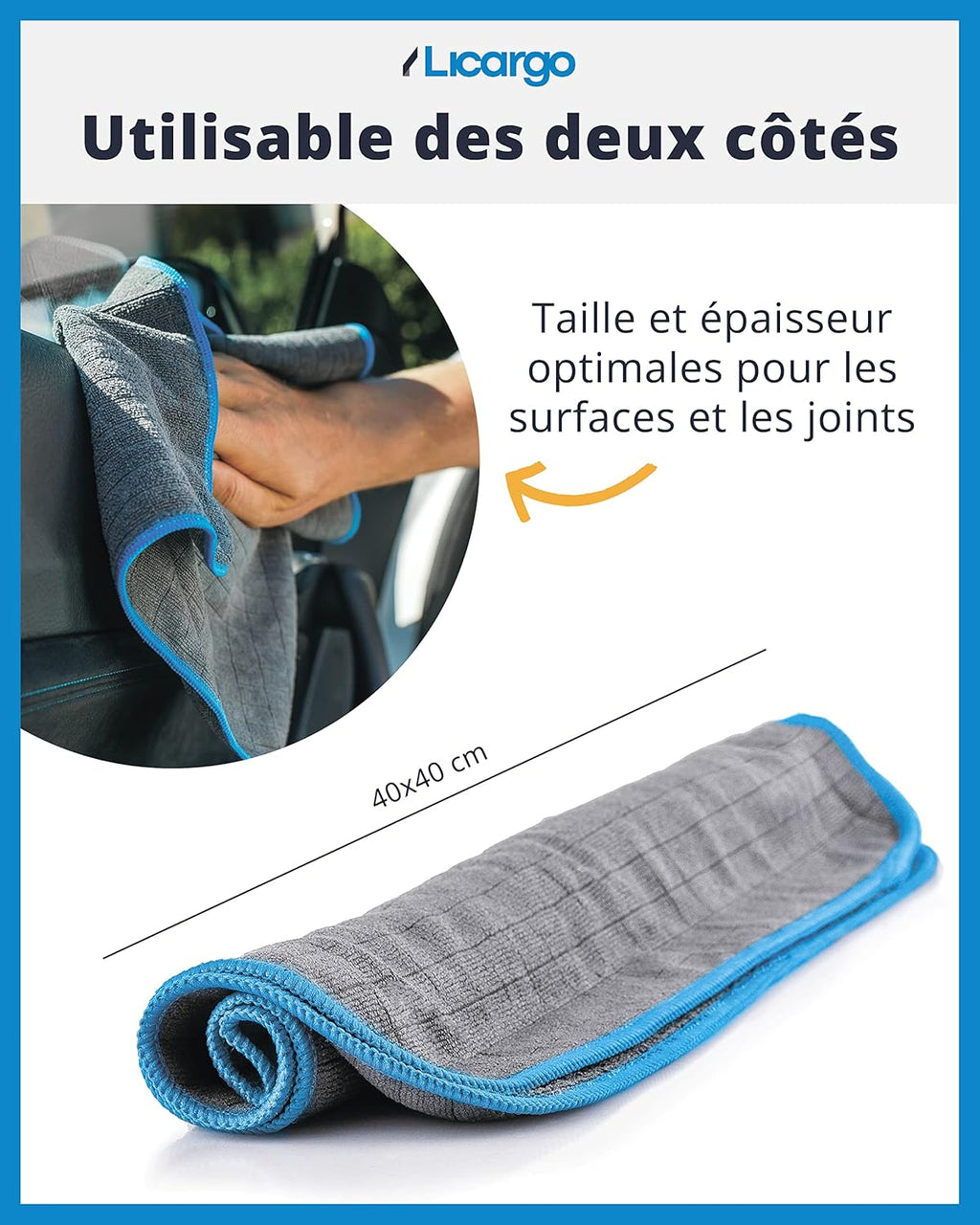 ® 6X Chiffons En Microfibres 380 GSM - Ultra Absorbants, Doux Et Délicats - Chiffons En Microfibres Non Pelucheux - Chiffon Polissage, Chiffon Microfibre Voiture Professionnel - 40X40Cm