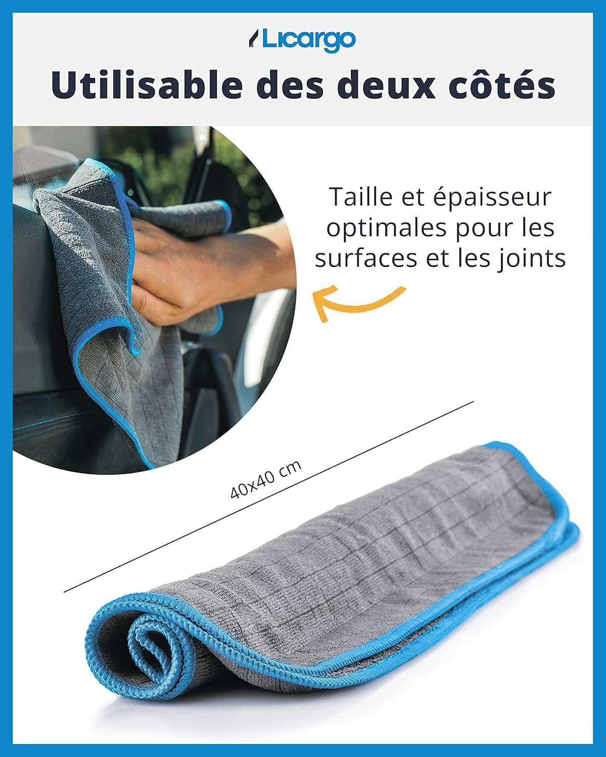 ® 6X Chiffons En Microfibres 380 GSM - Ultra Absorbants, Doux Et Délicats - Chiffons En Microfibres Non Pelucheux - Chiffon Polissage, Chiffon Microfibre Voiture Professionnel - 40X40Cm