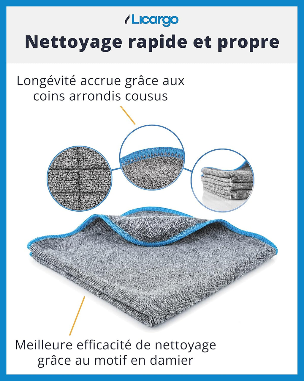 ® 6X Chiffons En Microfibres 380 GSM - Ultra Absorbants, Doux Et Délicats - Chiffons En Microfibres Non Pelucheux - Chiffon Polissage, Chiffon Microfibre Voiture Professionnel - 40X40Cm