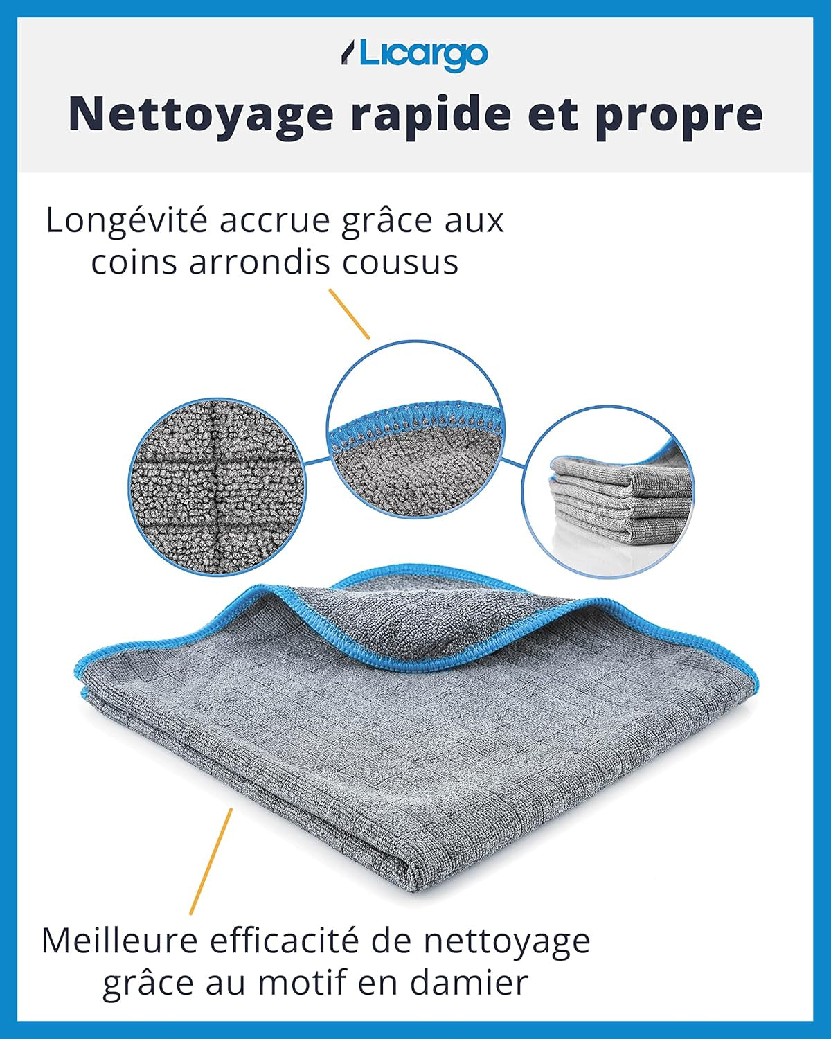 ® 6X Chiffons En Microfibres 380 GSM - Ultra Absorbants, Doux Et Délicats - Chiffons En Microfibres Non Pelucheux - Chiffon Polissage, Chiffon Microfibre Voiture Professionnel - 40X40Cm